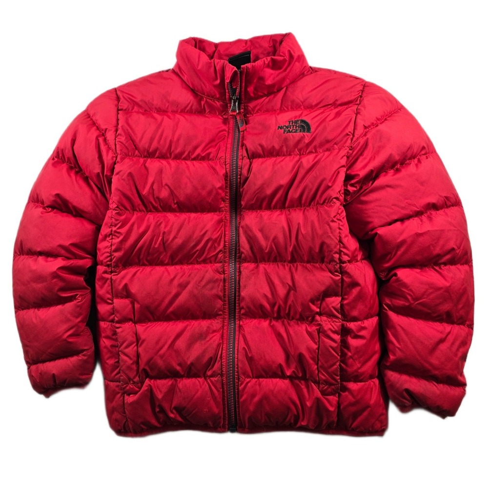 The North Face Goose Down Puffer Jacket Boys Medium 10/12 Red Winter Puffy!